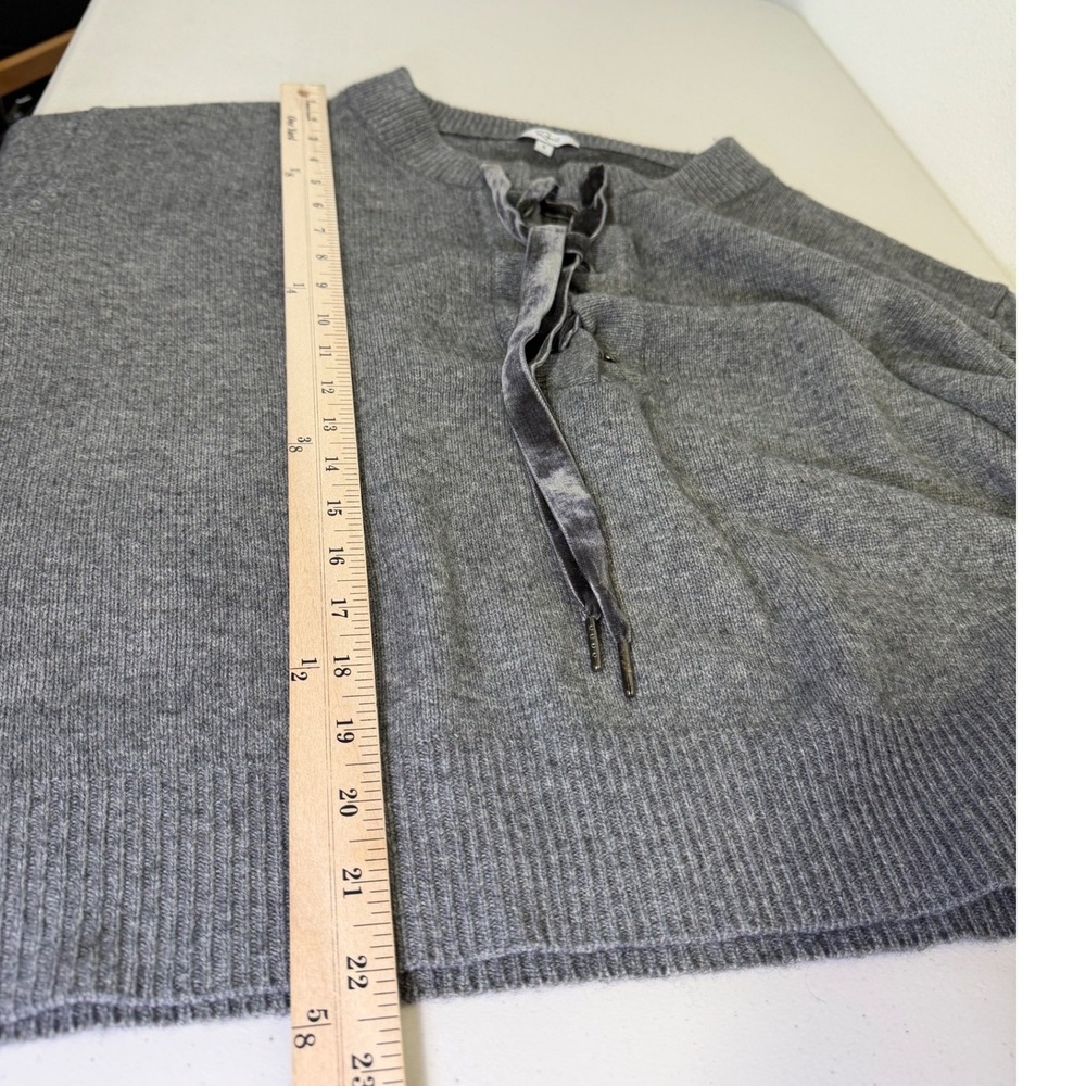 Rails Women's Olivia Ash Grey Wool Cashmere Blend Lace Up Ribbon Sweater Size S - Picture 10 of 11